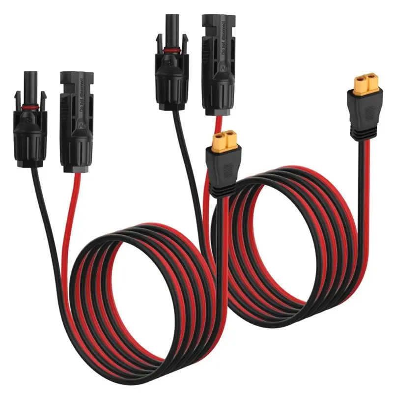 A53M-XT60 Female Solar To 12AWG Adapter Cable 2PCS Connector For Portable Power Station, RV Camping Off-Grid Solar Panels