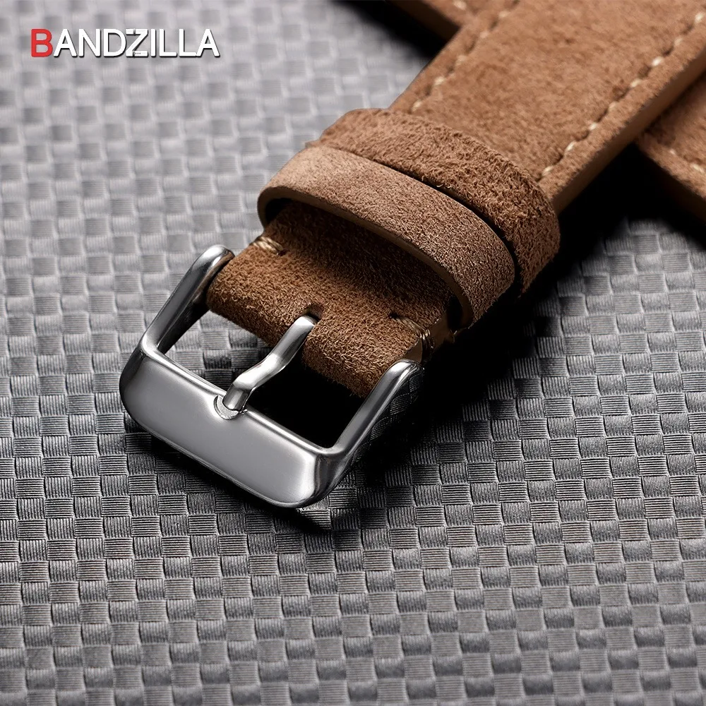 20mm 22mm Vintage Wildleder Leder Uhrenarmband für Seiko Handgefertigte Nähte Armband für Rolex Universal Quick Release Armband – Detail 4