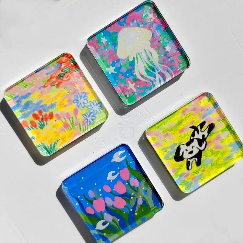 5/10pcs DIY Refrigerator Magnet High Transparent Acrylic Square Round with Magnetic Sheet Material Package Home Decor