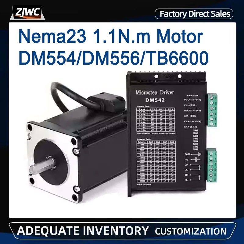 Nema23 CNC Stepper Motor 57x56mm 1.1N.m 2.5A Nema 23 Step Motors + TB6600 / DM542 /DM556 Driver Kit For CNC Engraving 3D Printer