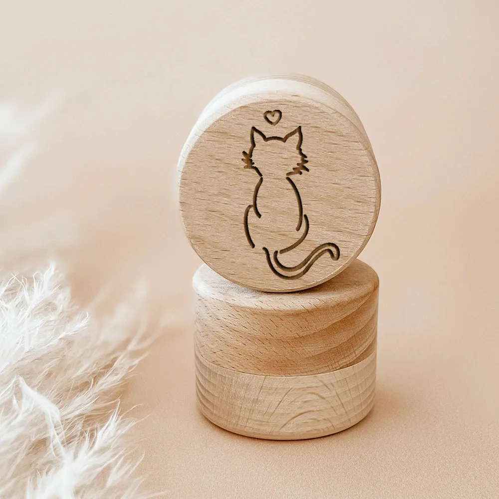 Personalised Engraved Wooden Tooth Storage Box Custom Name Memorial Box Pet Dog Cat Fur Keepsake Box Loss of Pet Memorial Gift