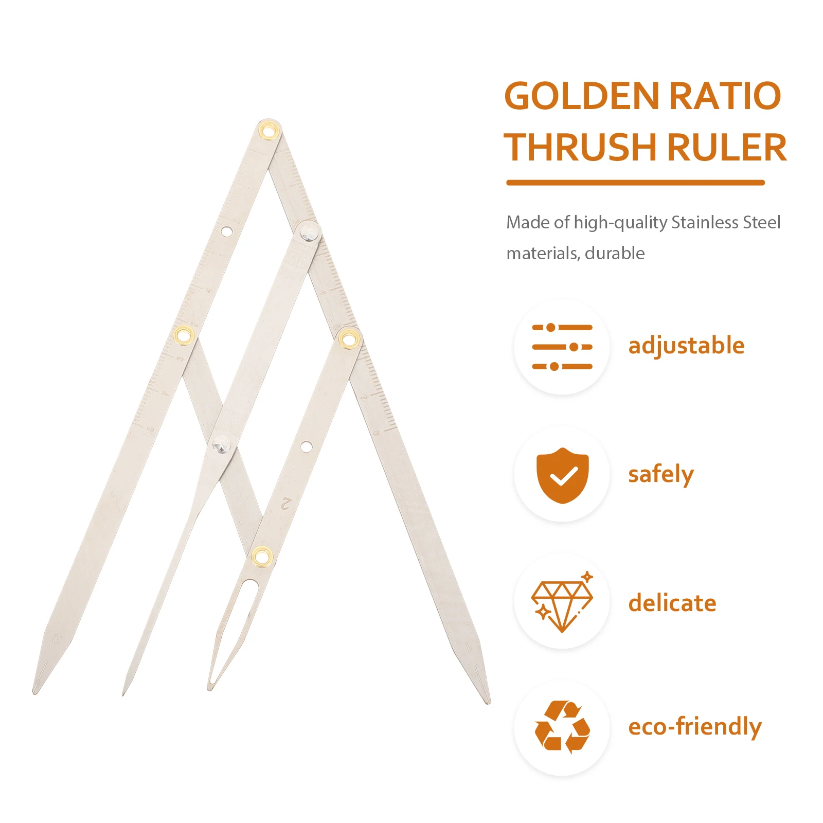 1Pcs Eyebrow Positioning Ruler Stainless Steel Golden Ratio Measuring Tool for Microblading Eyebrow Design Drawing Tattooing Use