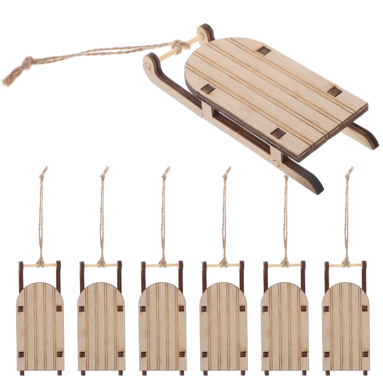 

10 Pcs Wooden Sled Ornaments Delicate Sleigh Adornment Desktop Xmas Christmas Decorations Mini Tree