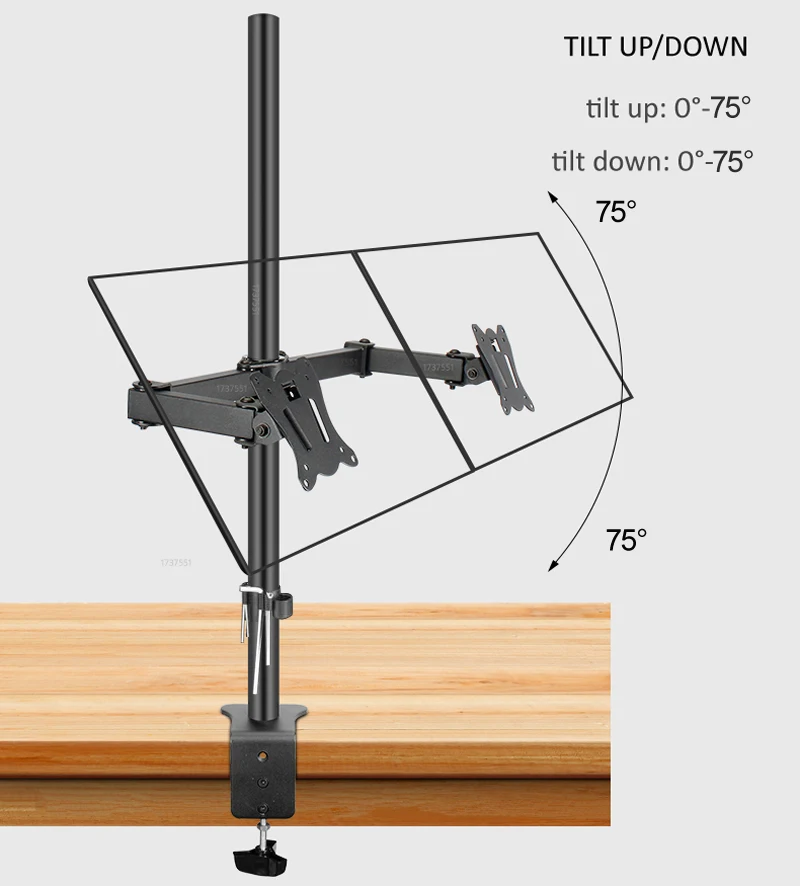 DL-T902-280II Soporte Monitor Dual Escritorio Brazo Plegable Resistente - imagen 5
