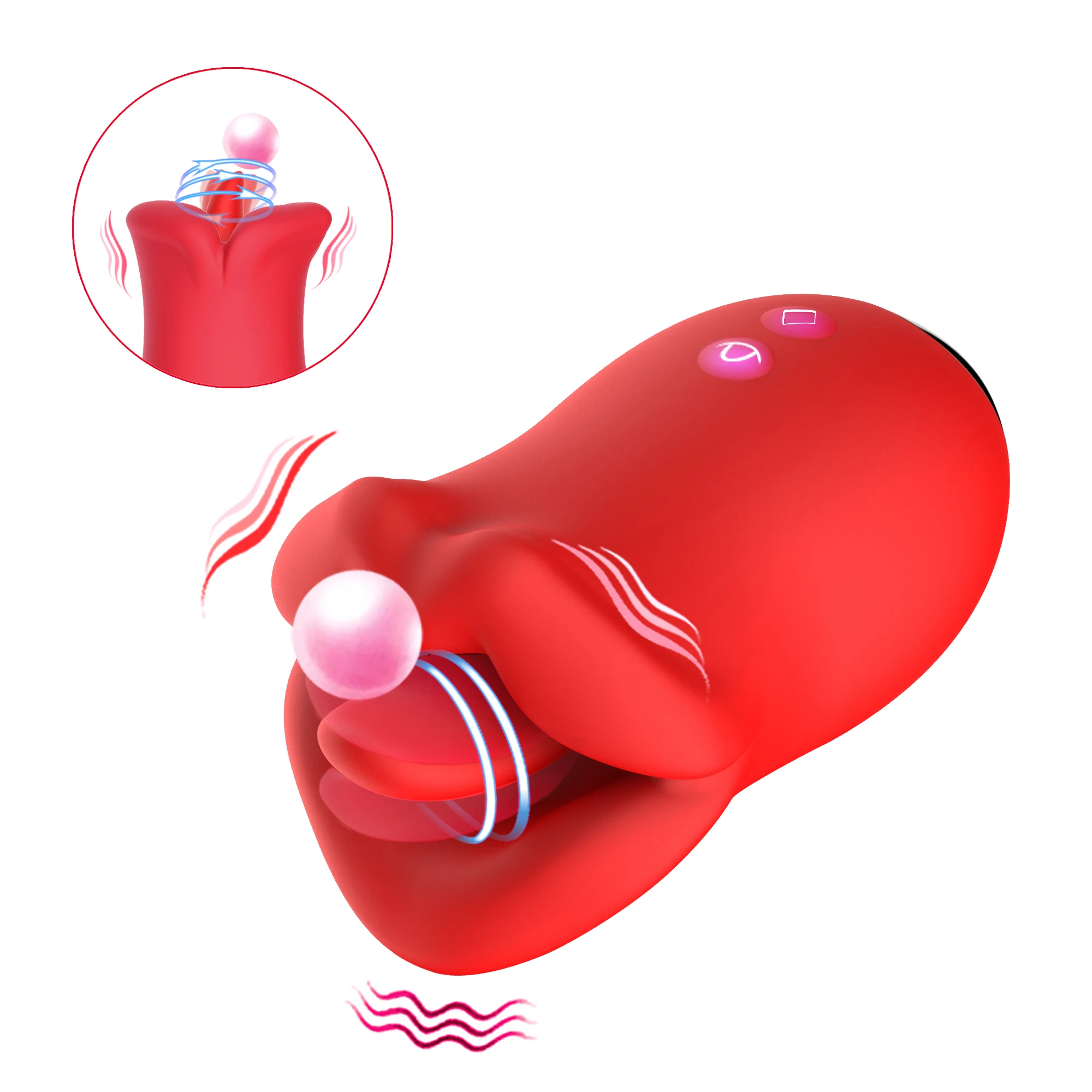 Big Mouth Red Lips Suction Vibrator Tongue Licking Clitoral G-Spot Stimulation Massager Oral Sex Toy Female Masturbator