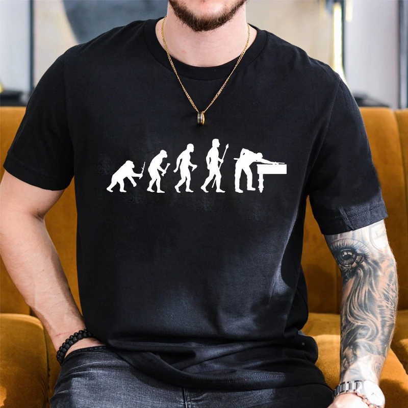 

T Shirt Men Summer T-shirt Evolution of Ball Funny Billiards Men's Funny Tops Fashion Tees Homme Brand Unisex Tshirts Clothes