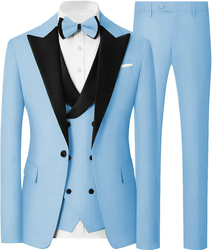 

Customized Formal Suits for Men, 3 Pieces Blazer Vest and Pants Set, One Button Wedding Dresses, Business Tuxedo Suits