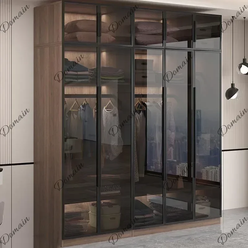 9X Luxury Glass Doors Wardrobes Orgnizer Modular Modern Adult Bedroom Wardrobe Storage Clothes Kleiderschrank Bedroom Furniture
