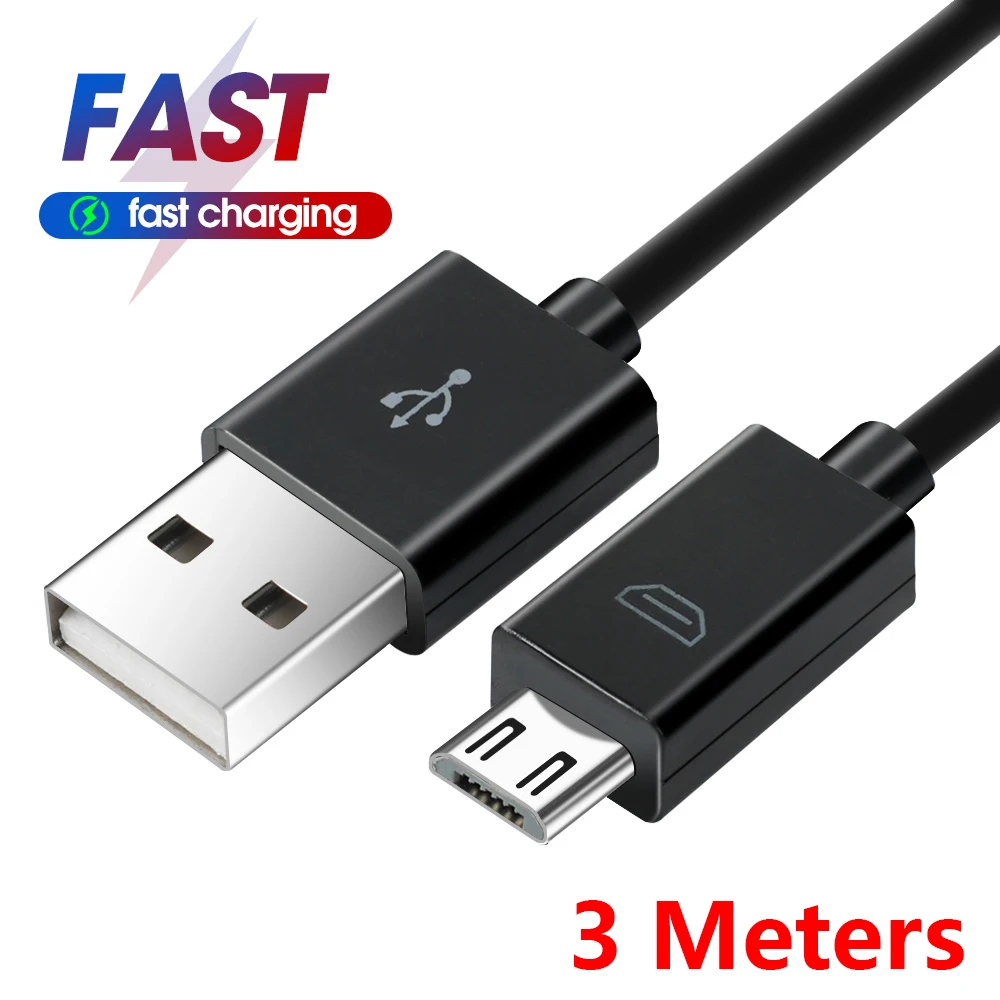 3 Meters Fast Charging Micro USB Cable Android Smart Phone Power Sync Charger Cable Security Camera Micro USB Extension Cable