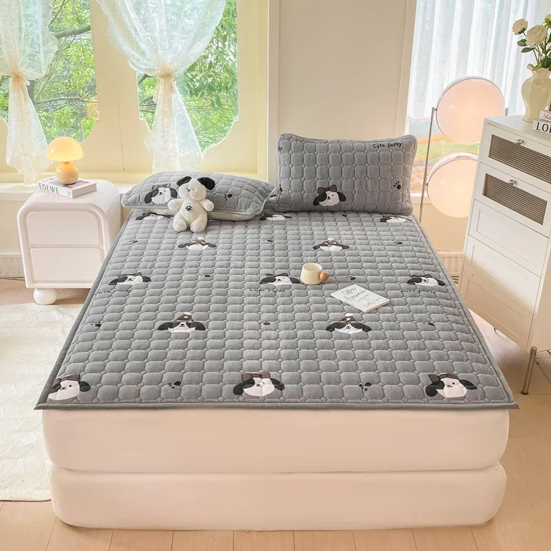 Grade A Thickened Warm Milk Fleece Mattress Toppers Autumn Winter Soft Fluffy Cozy Mattress Pad Warmth Single Double Bed Pads