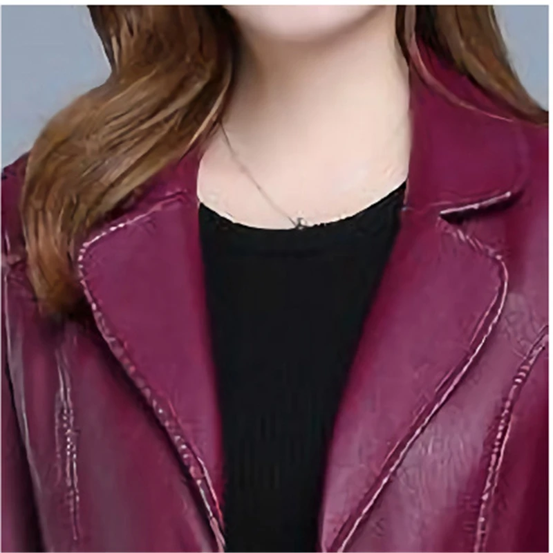 Manteau en similicuir à manches longues pour femmes, veste de tempérament coréen, manteau mince court, noir, vin rouge, automne, hiver, nouveau, 2023