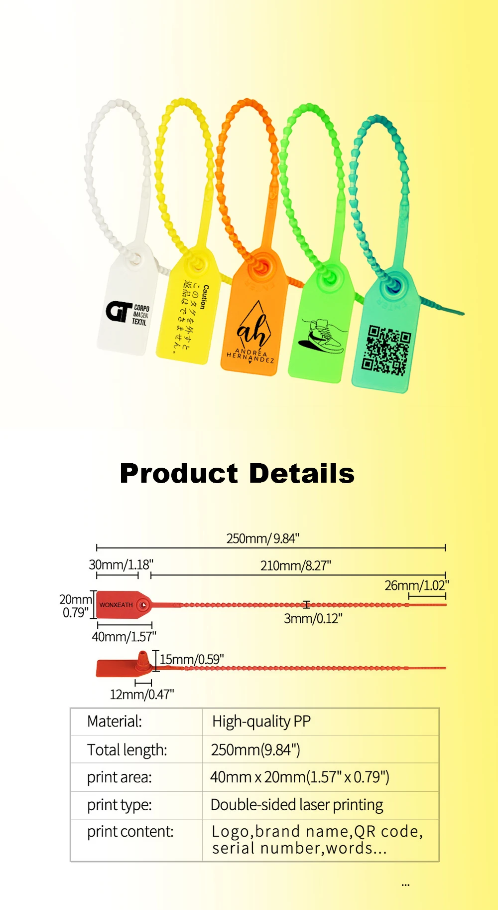 100 Stück individuelle Logo-Sneaker-Etiketten aus Kunststoff, Einweg-Siegel, personalisierte Marken-Drucketiketten für Kleidung, Schuhe, Bekleidung, 250 mm – Detail 1