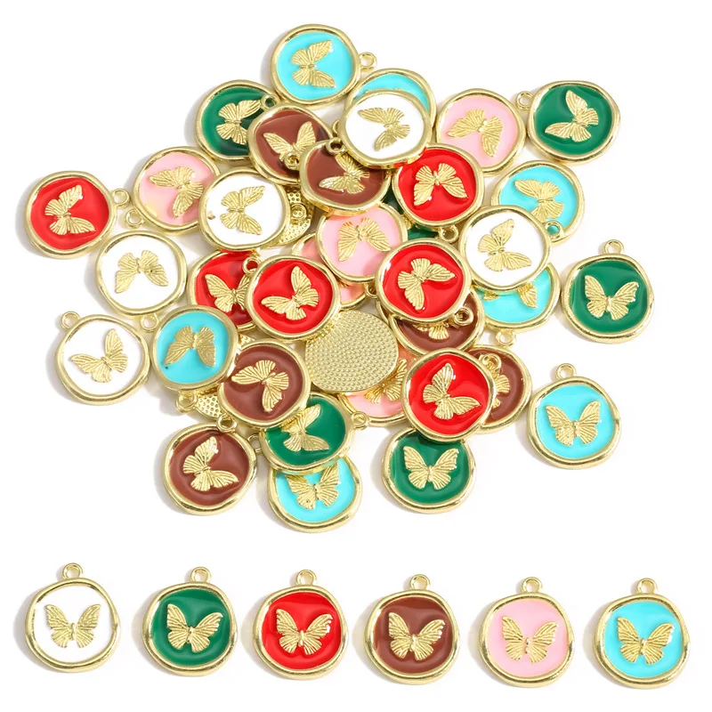 10pcs Colorful Enamel Charms Butterfly Animals Pendants DIY Handmade Jewelry Findings for Necklace Keychains