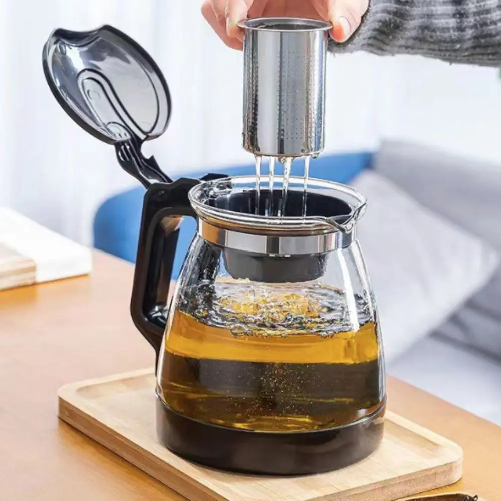 1000/2000 ML Glass Teapot Heat Resistant Removable Tea-Water Separator Pot Large Capacity with Filter Strainer Tea Kettle