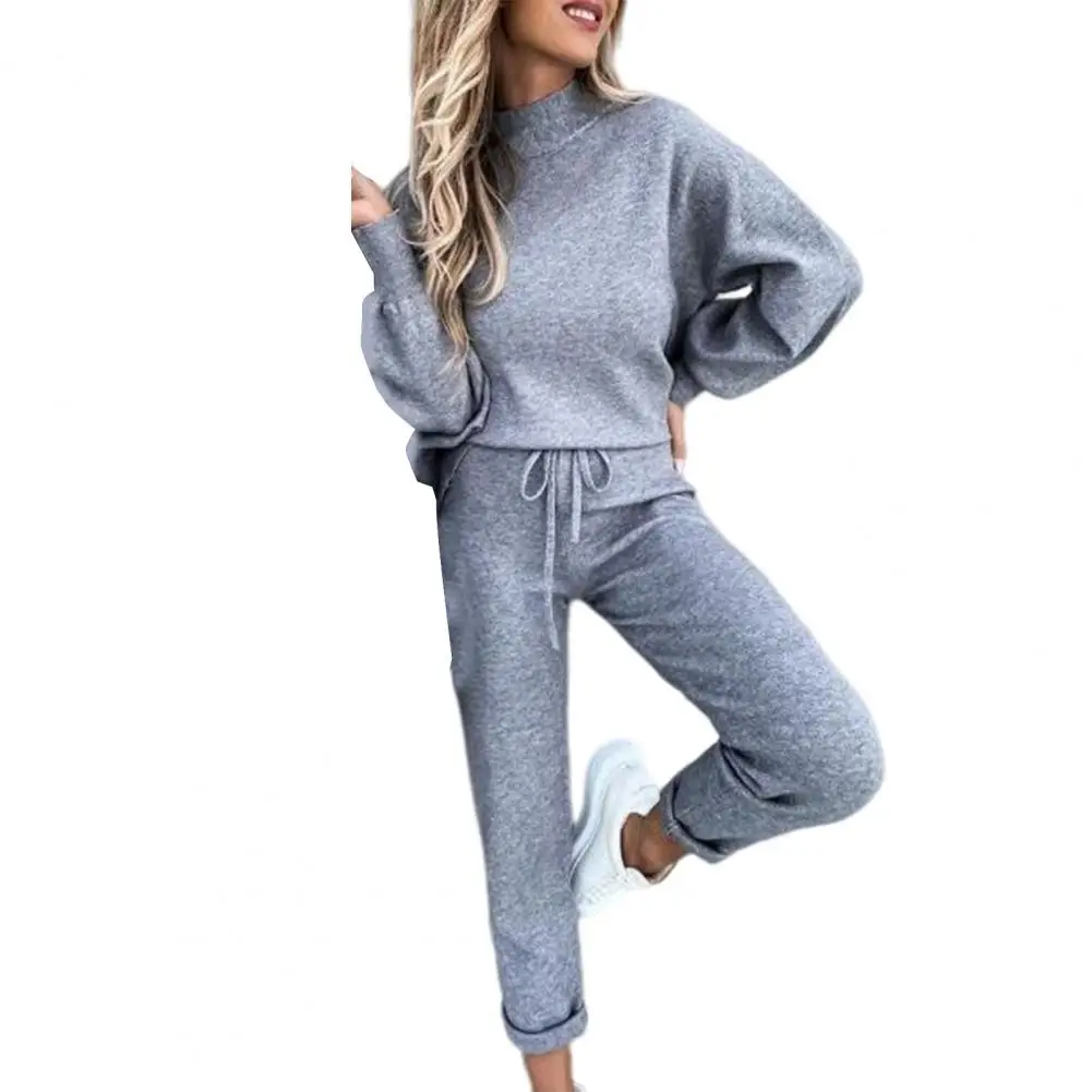 Elegant Pant Sets For Women Warm Sweatshirts Long Pants Fashion Two Piece Sets Ladies Lace Up Sweatshirt Suits ensemble femme