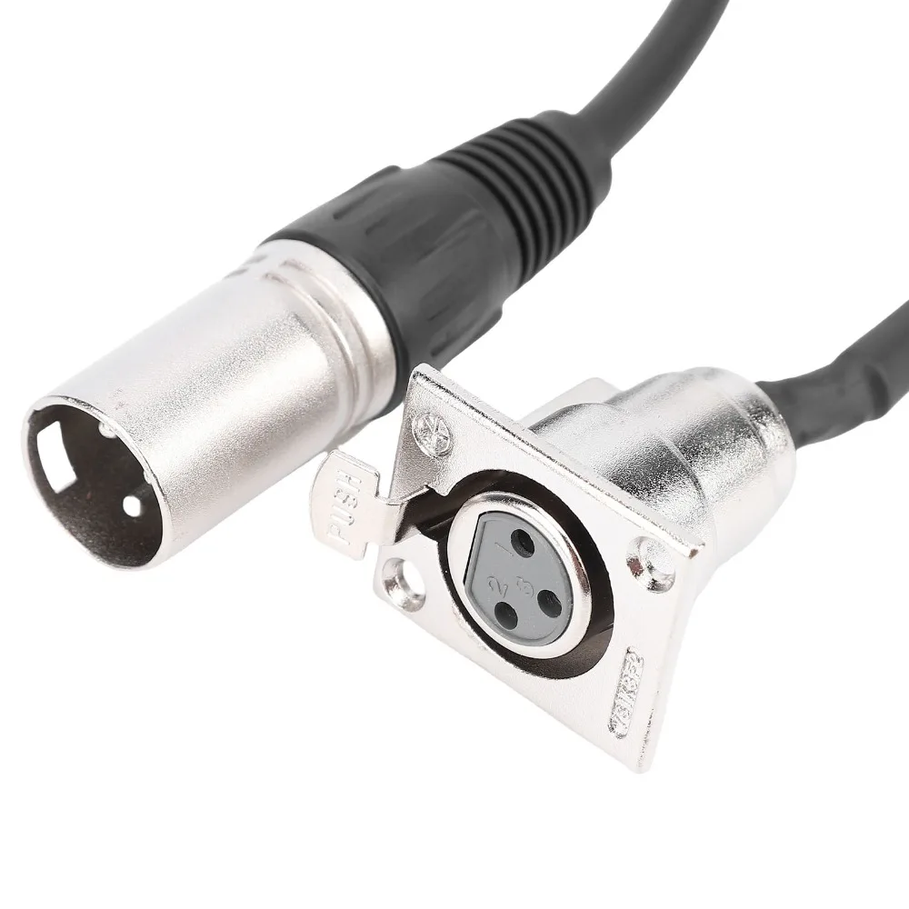 2 Pcs 3Pin XLR Female To 3Pin Male XLR Pass Through Cable No Solder D Type Connector Panel Mount Adapter 0.6m / 1.97ft