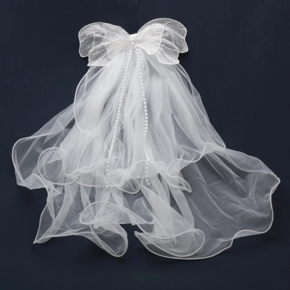 

Pearl Beaded Bow-knot Bridal Veil Women Marriage Wedding Accessories Marriage Shoulder Bridal Veils Accessories
