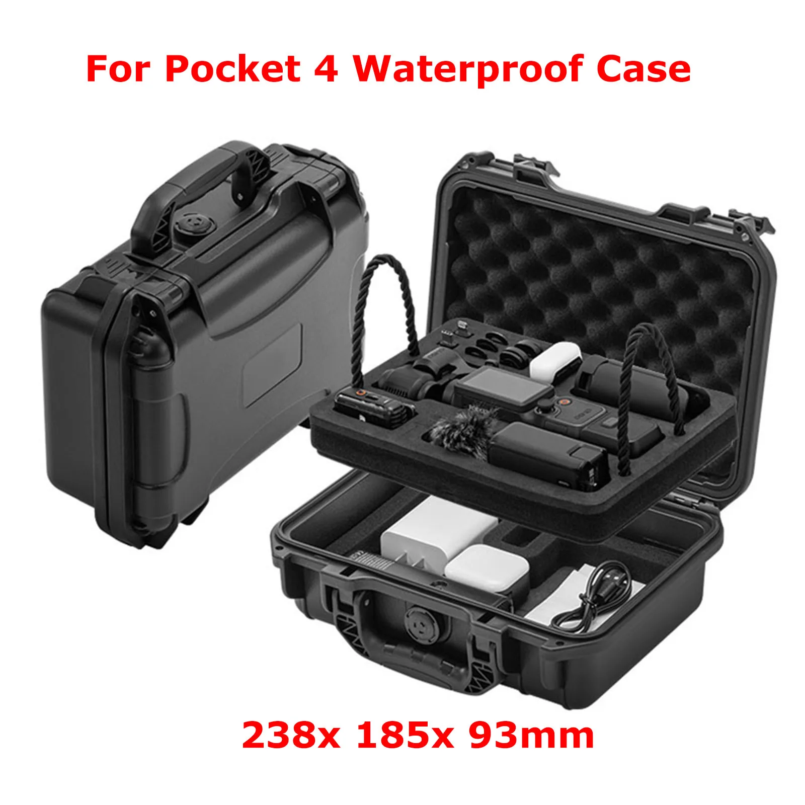 Portable Explosion-Proof Double Waterproof Case for Pocket 4 Hard PP Carrying Case with Custom Foam Shockproof Dustproof