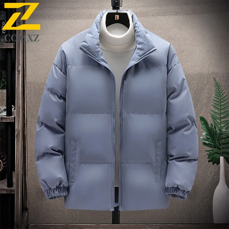 سترة مبطنة للرجال بياقة واقفة من COMXZ لركوب الدراجات في الهواء الطلق سترة سميكة دافئة كاجوال على طراز الشارع معطف شتوي خفيف الوزن #4