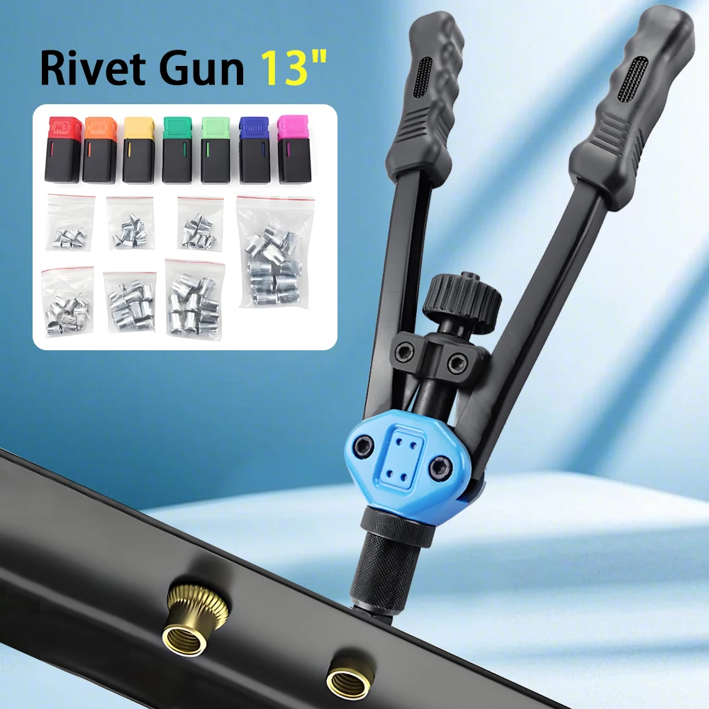 

Rivet Gun 13" Hand Rivet Gun with M3-M12 Rivets Set - Manual Riveter for Blind Rivet, Aluminum Rivet, Steel Rivet