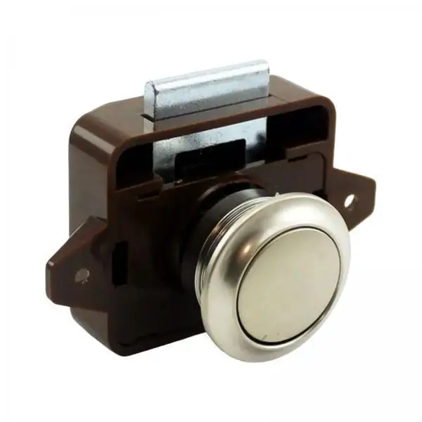 

RV Cabinet Door Catch Lock Nut Kit with Screws Secure Keyless Push Button for Camper Van Boat Home