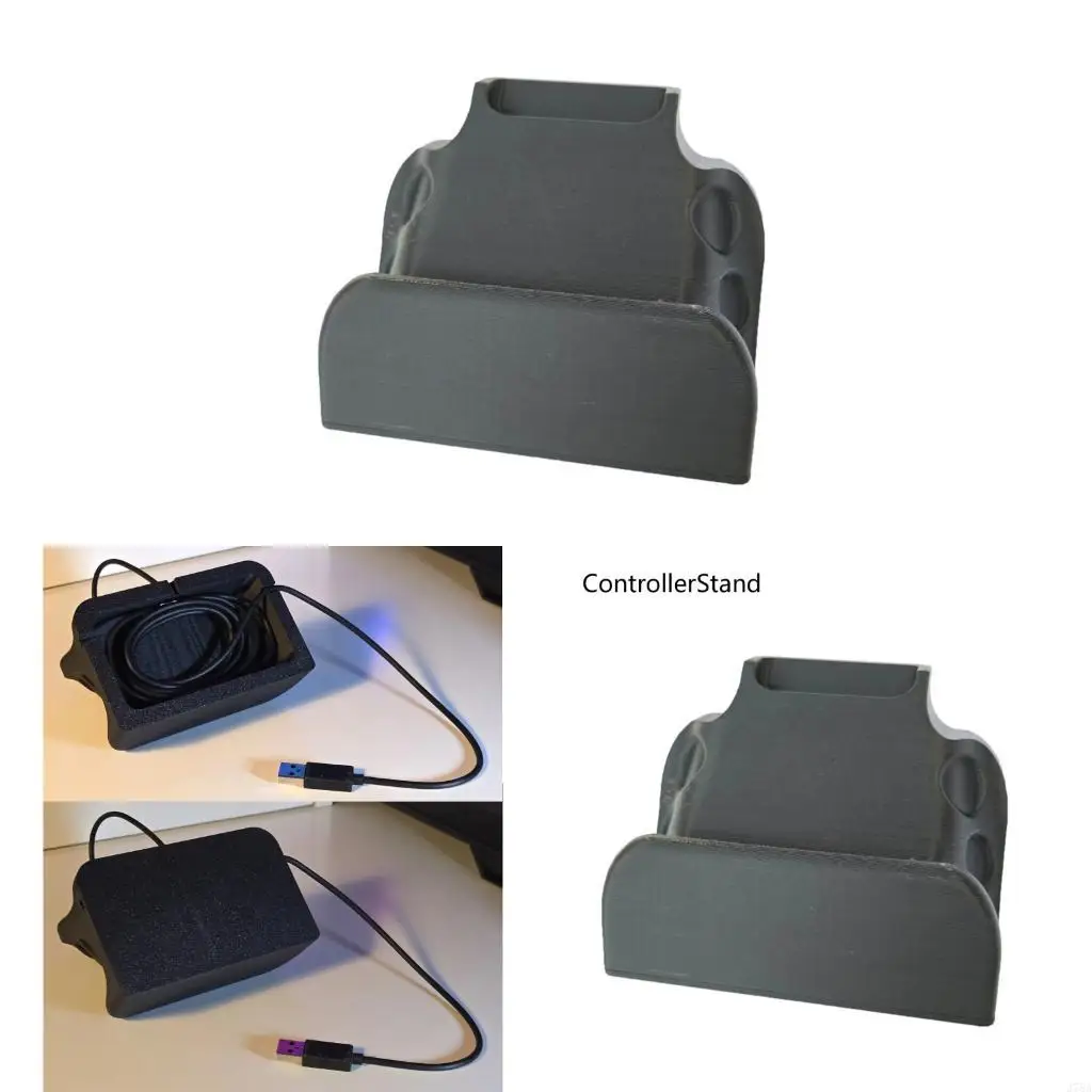J78A Gaming Desk Controller Holder with Front Lip, Cable Opening, and PLA+ 3D Printed Body for Home Desktop Storage, Display