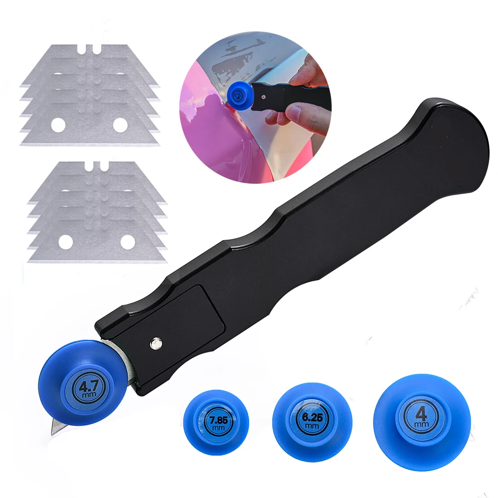 FOSHIO Car Wrap Carbon Film Roller Guide Cutter 4pcs Blank Holder Vinyl Foil Safety Knife Window Sticker Wallpaper Cutting Tool