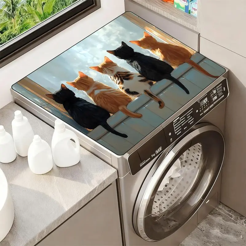 VIKAMA Warm Window Cat Pet Oil Art Washer Dryer Protector Pad Water Absorb Anti Slip Kitchen Countertop Animal Decor Mat