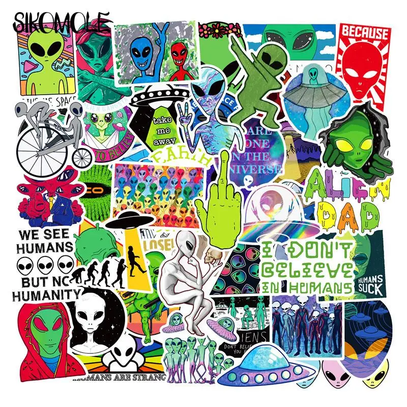 10/30/50PCS L\'espace Autocollants Enfants Alien OVNI Astronaute Fusée Planète Jouet Planche À Roulettes Ordinateur Portable Graffiti Autocollant F5