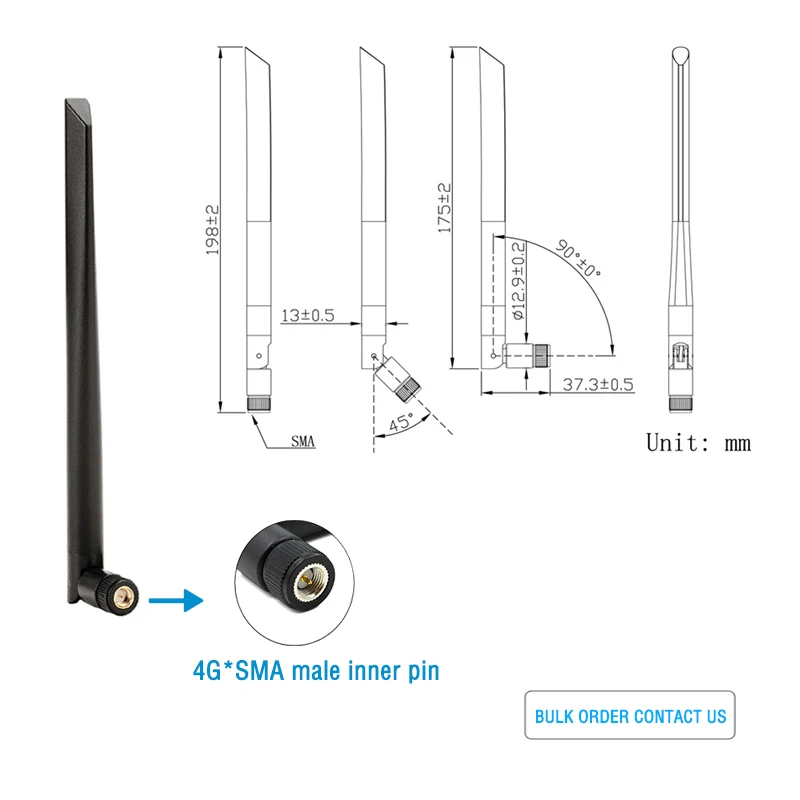 Compact 4G Rubber Antenna for Indoor IoT Modem Portable Tracking Device