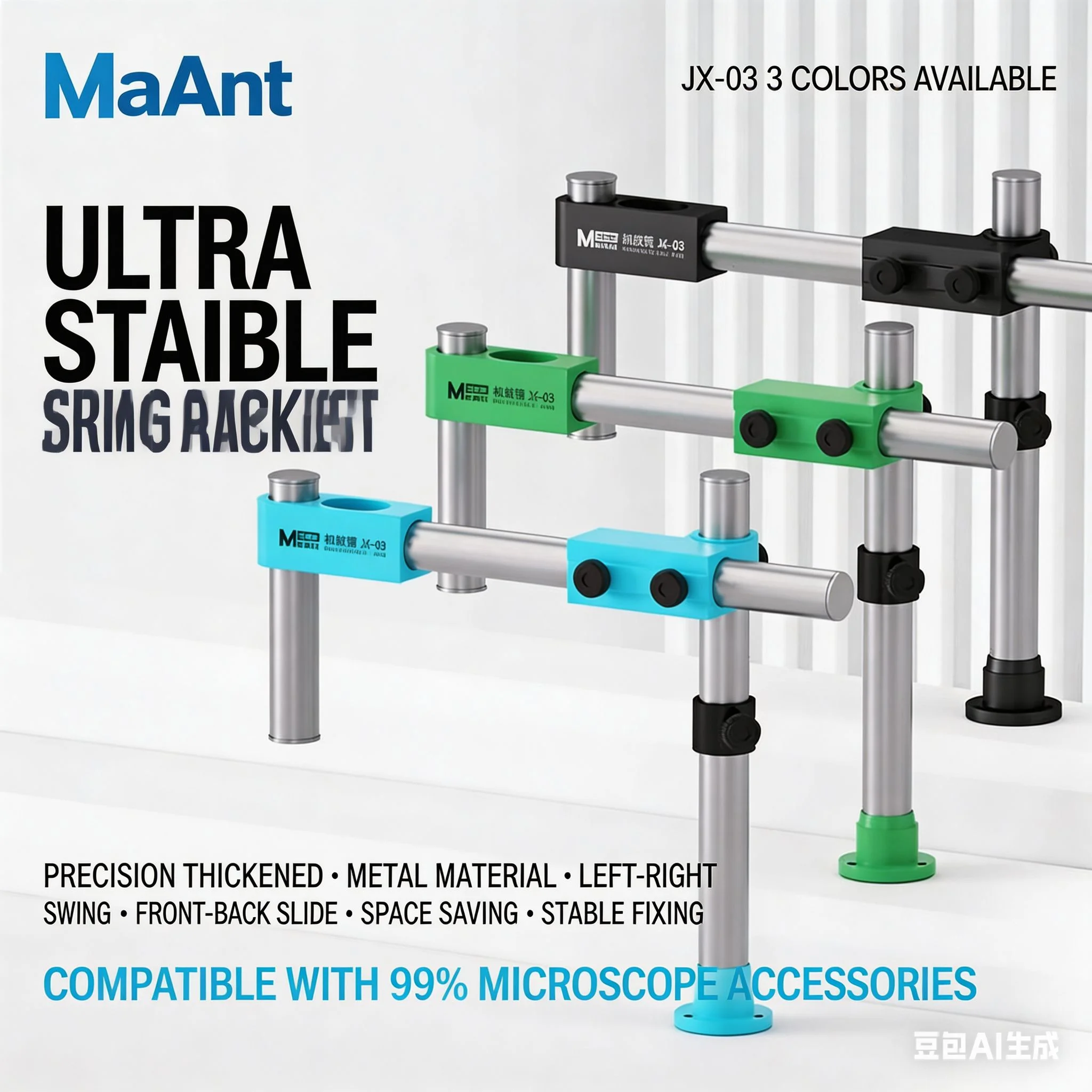 ManAnt Microscope Arm 360 Degree Rotating Bracket Mechanical Swing Arm Heavy Duty Thick Super Hard Metal Material