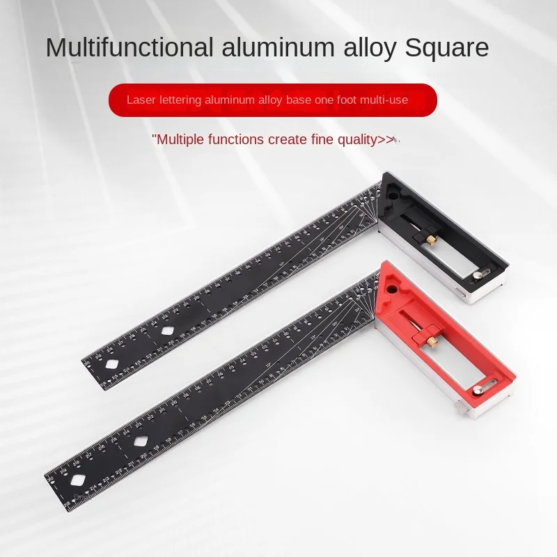 Aluminum alloy 90 ° right angle ruler, high-precision measuring ruler with marking needle, carpenter's drawing line ruler