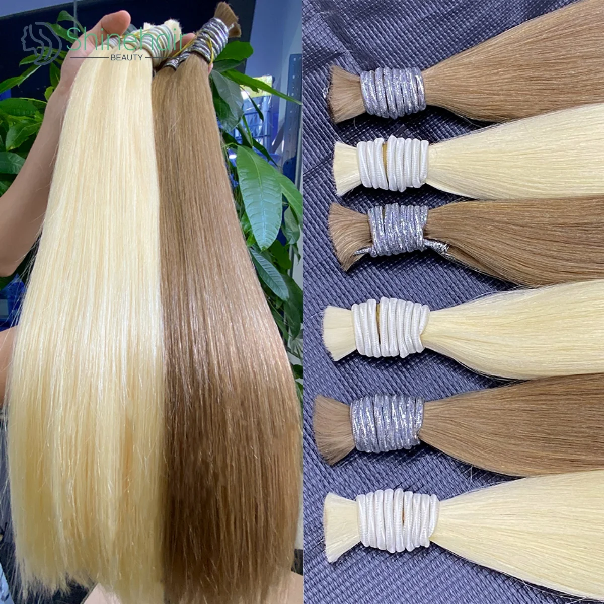 100% ต่อผมมนุษย์ผมดิบไม่มี Weft ตรง 613 น้ําผึ้งสีบลอนด์ผมมนุษย์สําหรับ Braiding บราซิล Remy ผม 30 นิ้ว