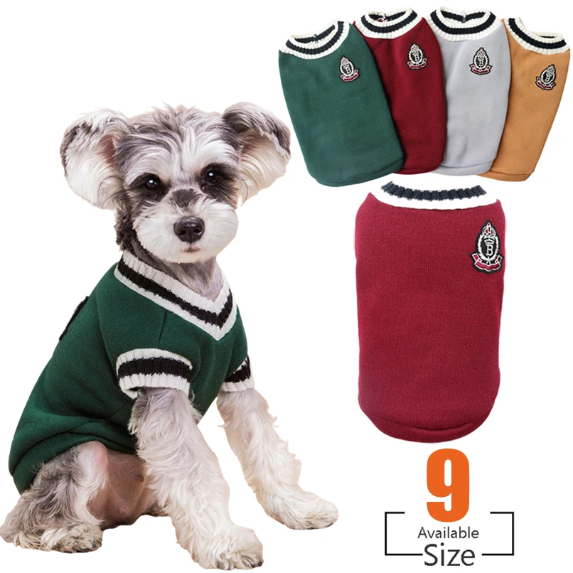 

XS-5XL Pet College Style Clothes for Small Large Dogs Warm Sweater Puppy Vest French Bulldog Yorkie Chihuahua Coat Dog Supplies