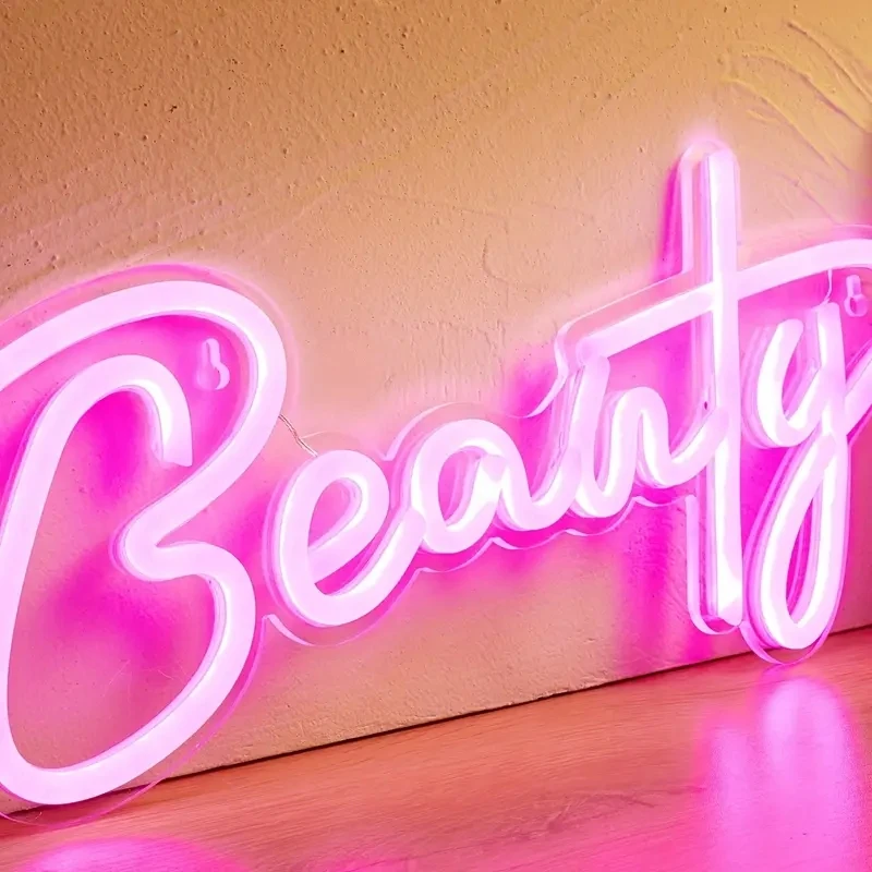 LED Beauty Neon Sign Light Pink Nails Spa Salon Studio Wall Art Decor Sign for Business Stores Logo Barber Shops Office Party