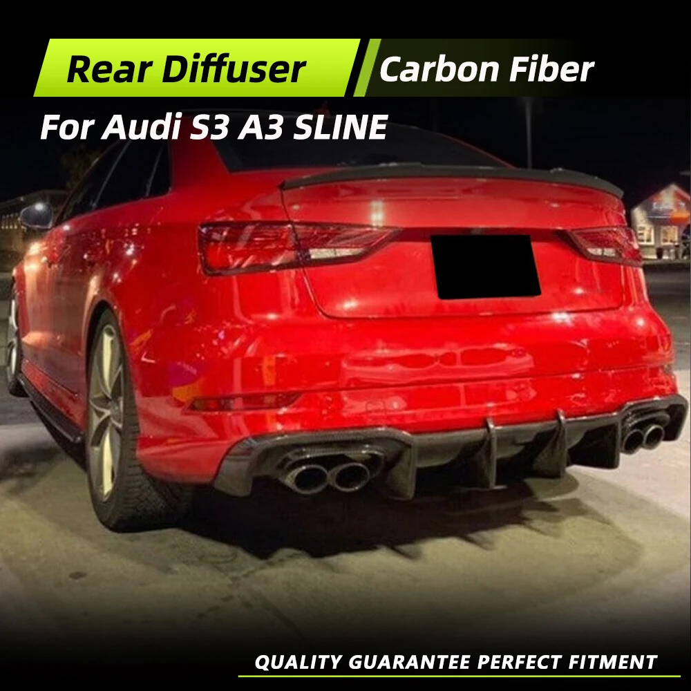 

Carbon Fiber/FRP Car Rear Bumper Lip Spoiler Diffuser For Audi A3 Sline S3 Sedan 8V.5 2017-2020 Rear Bumper Guard Body Kits