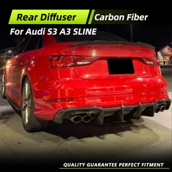 Carbon Fiber/FRP Car Rear Bumper Lip Spoiler Diffuser For Audi A3 Sline S3 Sedan 8V.5 2017-2020 Rear Bumper Guard Body Kits