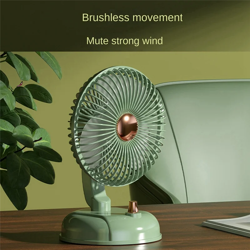 2000Mah Summer Fan Mute Automatic Oscillating Head Desk Fan Portable Fan USB Charging High Wind Power Fan for Home Green