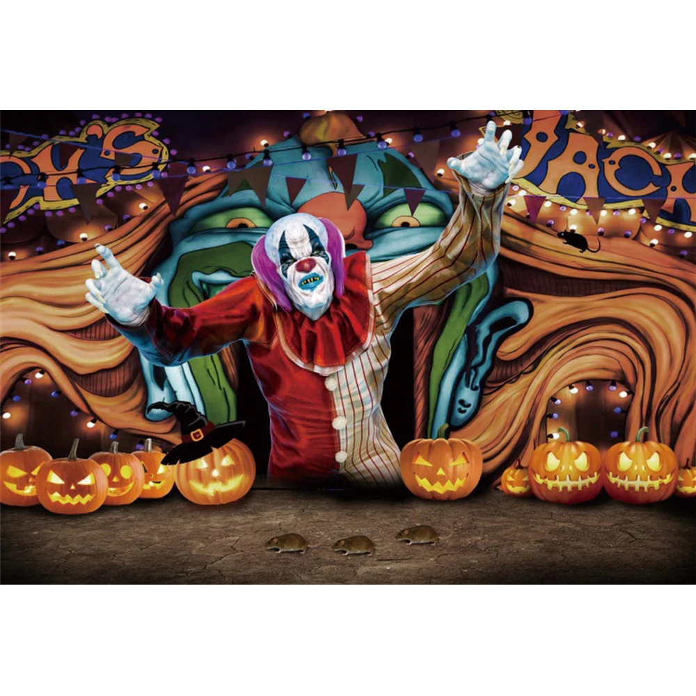 Halloween Backdrop Horror Circus Carnival Giant Evil Clown Scary Ghost Shadow kids Portrait Photography Background Photo Studio