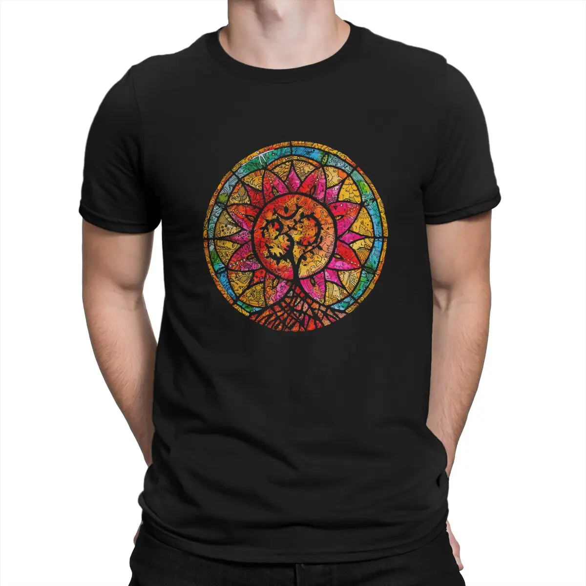 Carina Nebula Flower Of Life Tree of Life Mandala Tshirt Graphic Men Tops Vintage Punk Summer Polyester Clothes Harajuku T Shirt