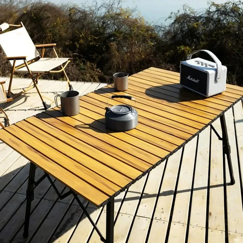 Wholesale Outdoor Folding Table Camping Folding Aluminum Alloy Egg Roll Table Portable Picnic Lifting Chair Board Set