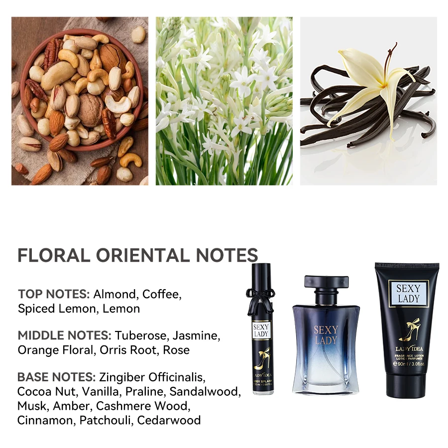 여성용 향수 여행 세트 3종 - 향수, 바디 미스트, 바디 로션 - 신선한 꽃향기 과일향 바닐라 스프레이 그녀를 위한 이상적인 선물