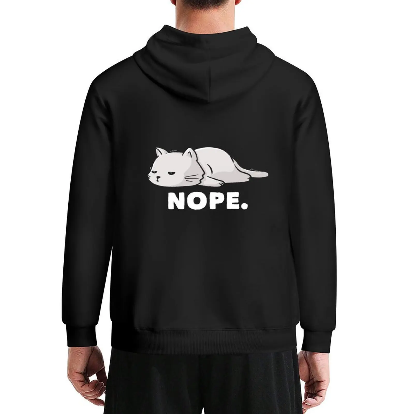 

Nope Funny Cute Lazy Cat Gift Hoodie hooded shirt japanese style men's clothing korean style clothes men's hoodie sweatshirt