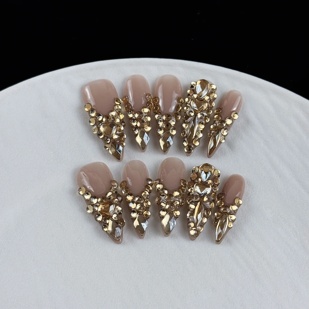 10pcs high-end Luxurious style model, hand-painted three-dimensional heart-shaped diamonds, dazzling with numerous diamonds hand