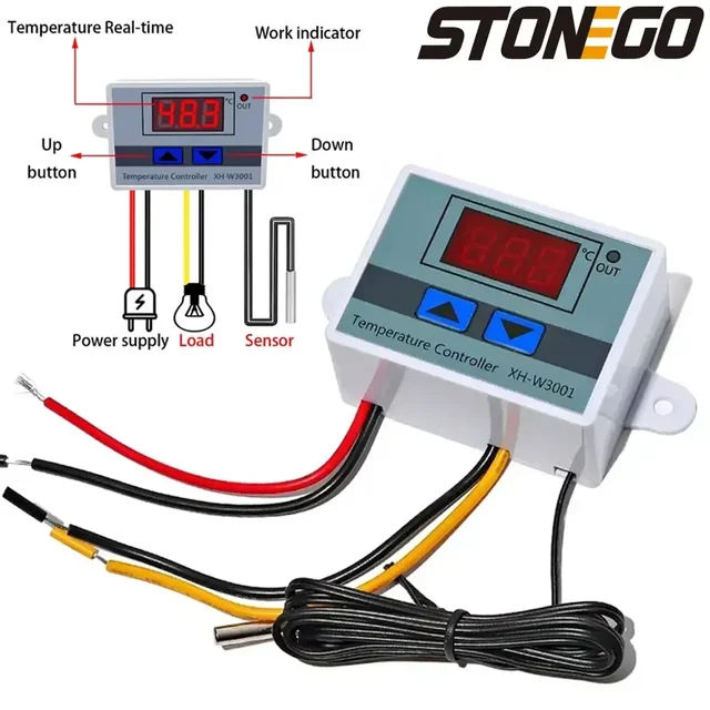 STONEGO W3001 cyfrowa kontrola temperatury mikrokomputer termostat przełącznik termometr nowy termoregulator 12/24/220V