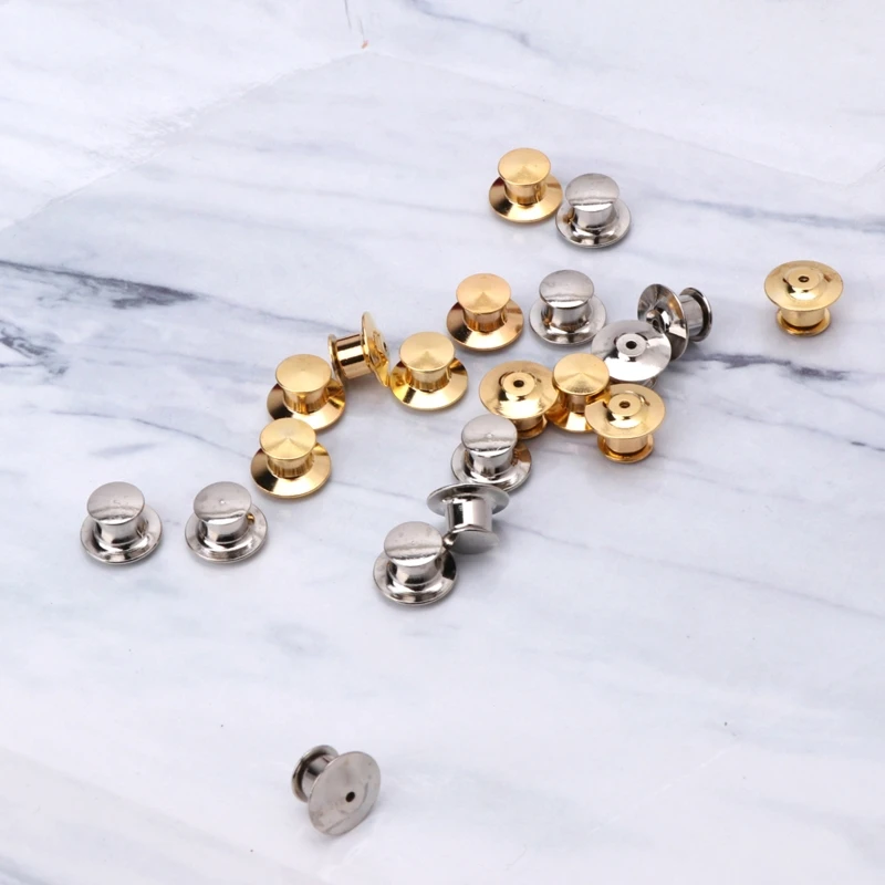 

10 Pcs/Set Metal Pin Backs Locking Clasps Safety Backs Pin Cap Keeper Replacement for Uniform Badge Golden/Silver Color