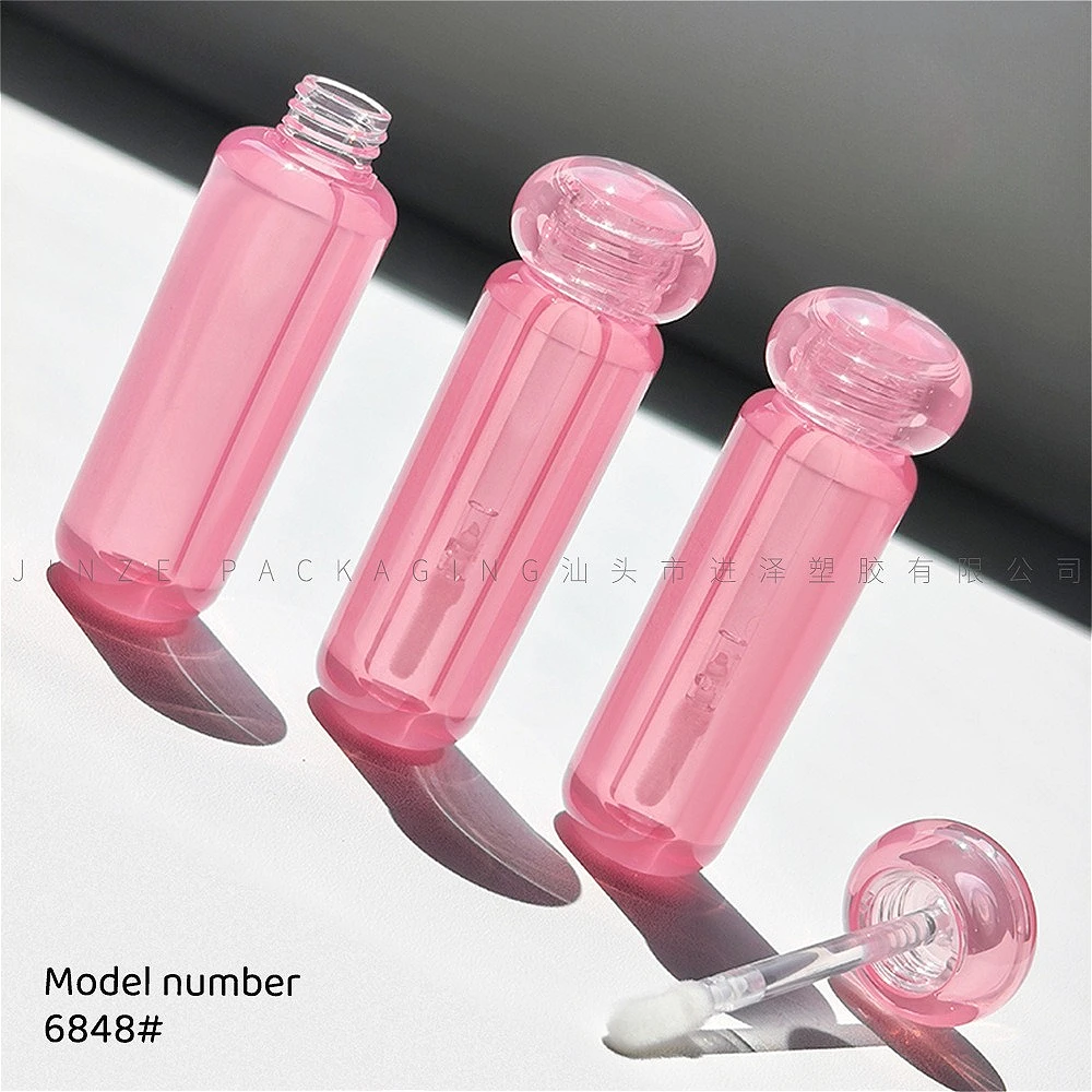 

2.75ml Round Lip Gloss Tube Transparent Pink, Flat Cap Empty Plastic Container for DIY Packaging