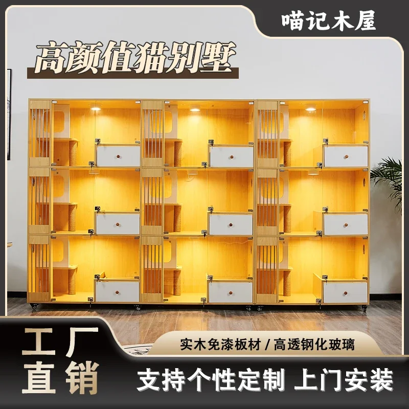 

Custom villa solid wood cage pet store glass breeding cabinet display cabinet foster care cabinet house cabi