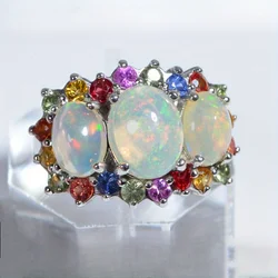 Fashion Luxury Faux Opal Opal Ring Women Temperament Elegant Colorful Cubic Zirconia Wedding Party Jewelry Accessories