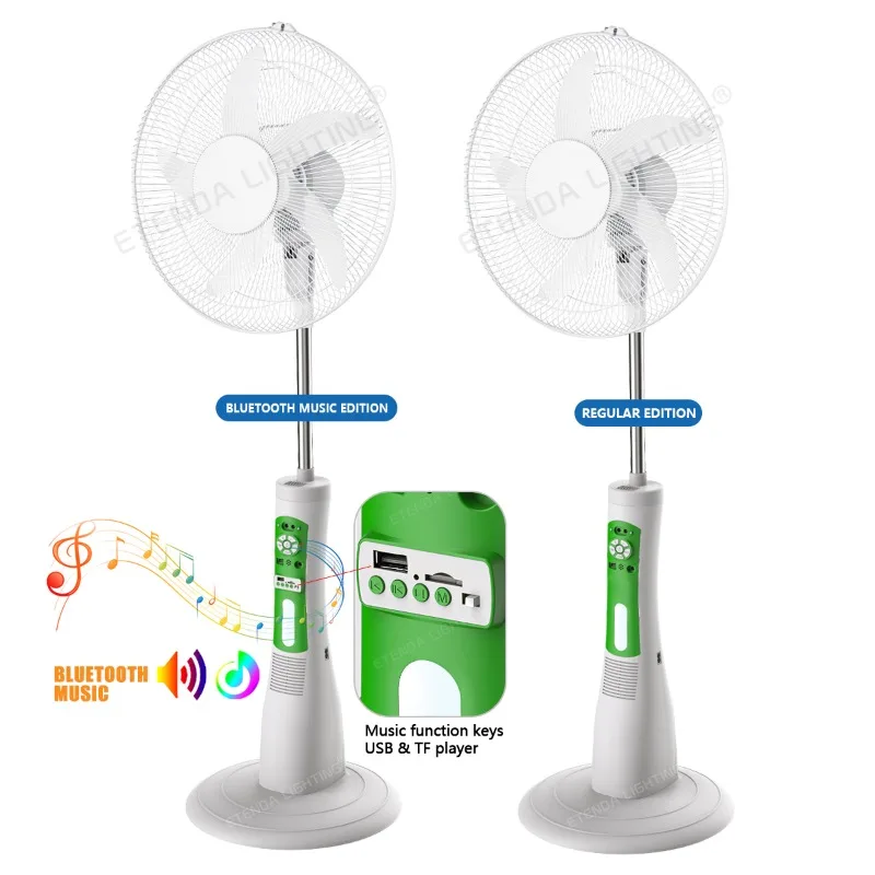 Rechargeable Solar Fan 18 with Remote Control USB Type C Charging Cable Bulb Light Emitting Diode Light